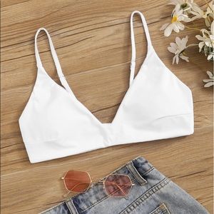 White spaghetti strap bikini top